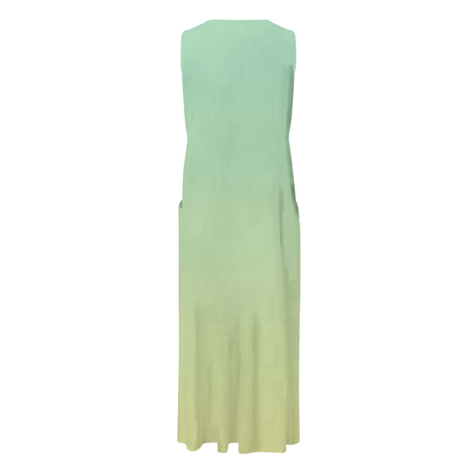 thumbnail image 5 of Vestido largo informal de verano con cuello redondo y estampado degradado para mujer, 5 of 6